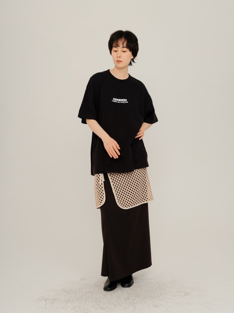 One-piece hollow apron with a skirt for multi-layered wear - Skirts - Silk 