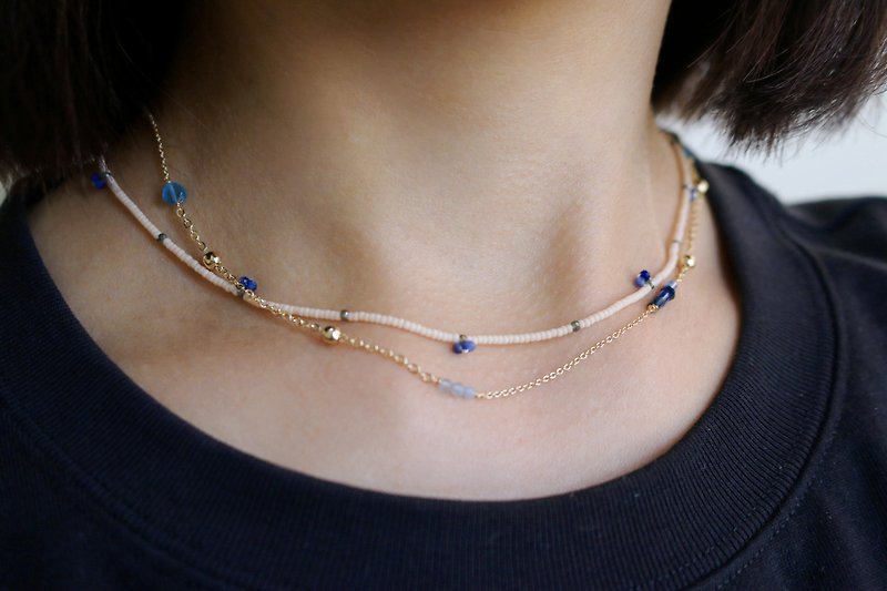 Necklace Sapphire Natural Stone - Carmen - - Necklaces - Semi-Precious Stones Blue