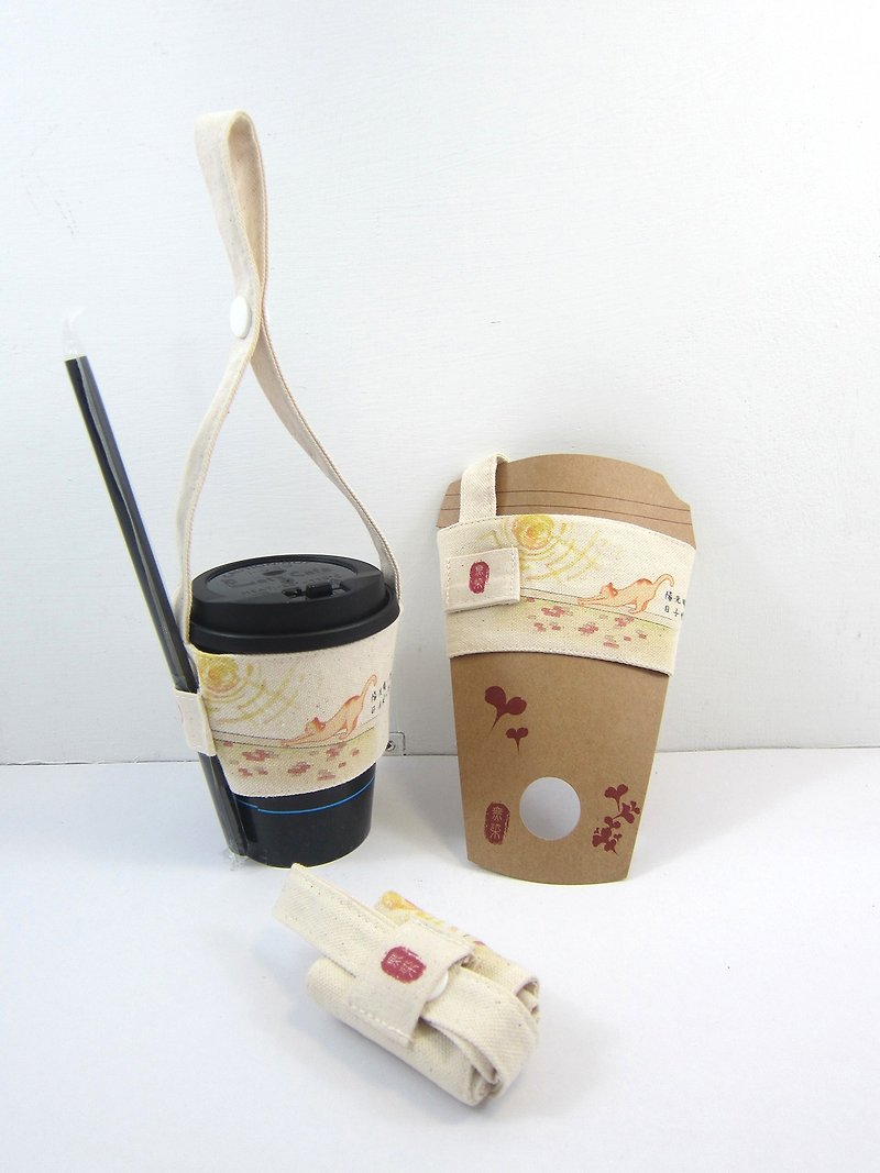 Tea bag (sunshine-lazy cat) - กระเป๋าถือ - ผ้าฝ้าย/ผ้าลินิน 