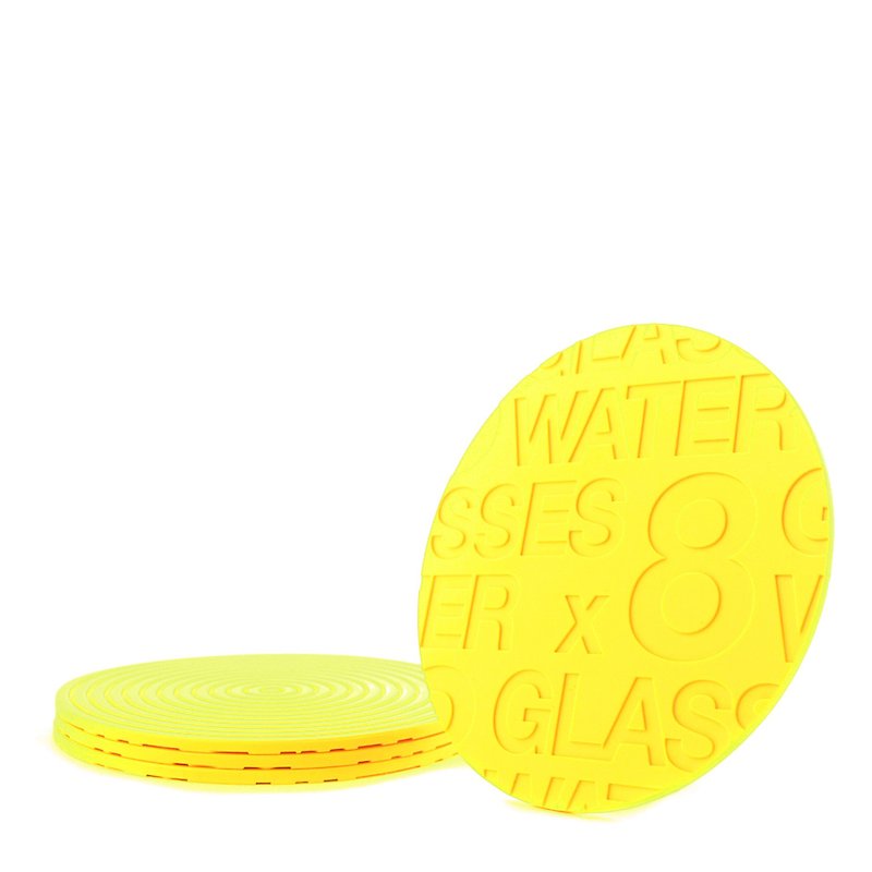 八杯水杯墊 * 香港設計 * 小禮物 * - 杯墊 - 矽膠 黃色