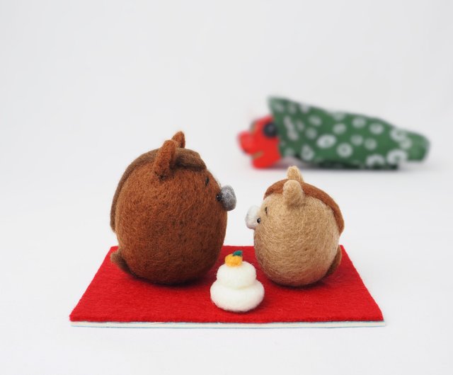 2026年干支(午) まゆ馬親子正月飾りセット 羊毛フェルト - ショップ