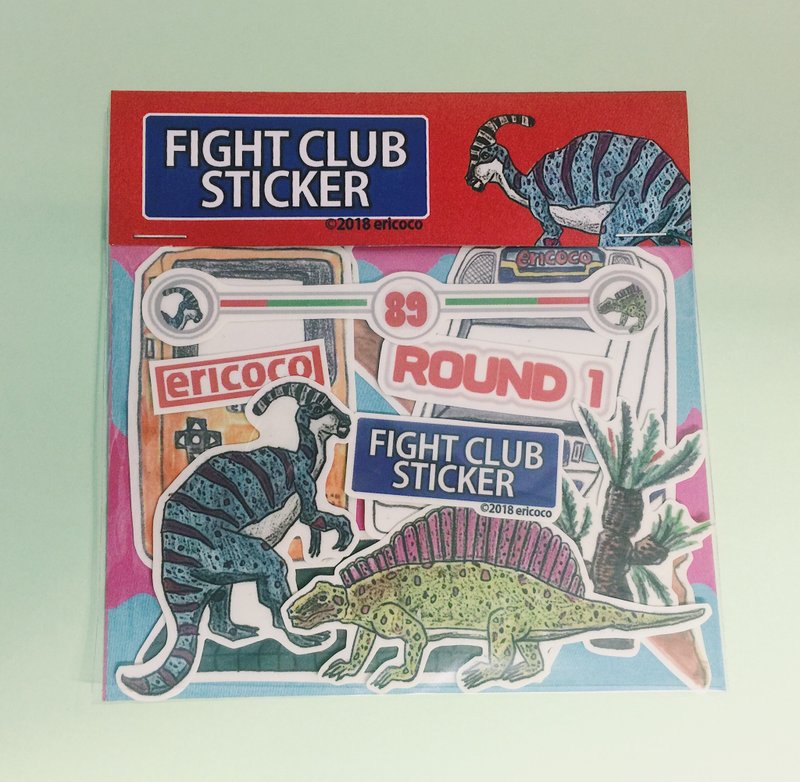 Fight club-恐龍對打遊戲貼紙組 - 貼紙 - 紙 藍色