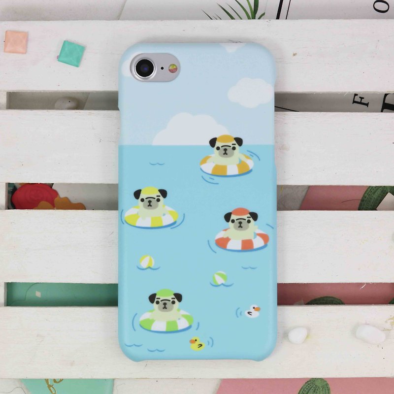 Swimming Pug Dog doggie matt finishes phone case for iPhone X 8 8 plus ip8 ip8+ - Phone Cases - Plastic Multicolor