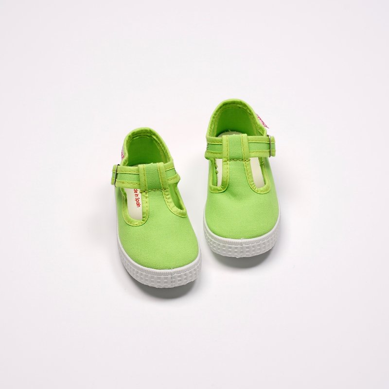 西班牙國民帆布鞋 CIENTA 51000 19蘋果綠 經典布料 童鞋 T字款 - 童裝鞋 - 棉．麻 綠色