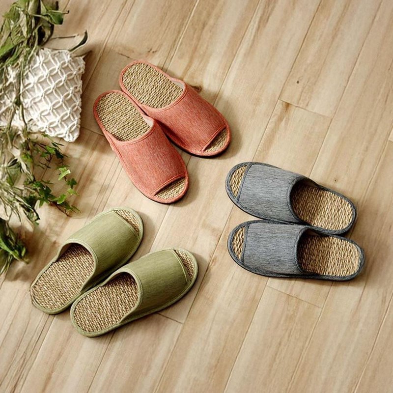 【質感禮物】七島藺草露趾拖鞋Luce 天然素材清爽腳感 室內外兩用 - 室內拖鞋 - 植物．花 