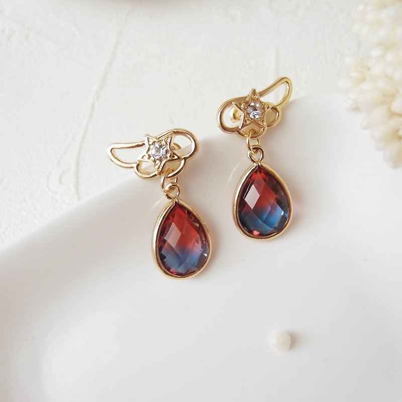 Fly with the wings you give x clip-on wing earrings pin-style wing earrings - ต่างหู - โลหะ หลากหลายสี