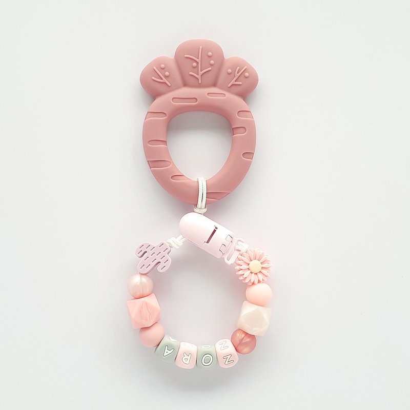 zora Daisy Cactus Coral Red Carrot Teeth Fixer/Customized Pacifier Chain - ของเล่นเด็ก - วัสดุอื่นๆ หลากหลายสี