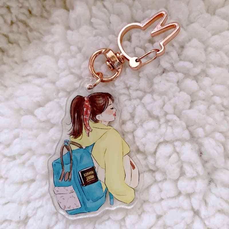 Travel Girl Keychain - ที่ห้อยกุญแจ - วัสดุอื่นๆ 