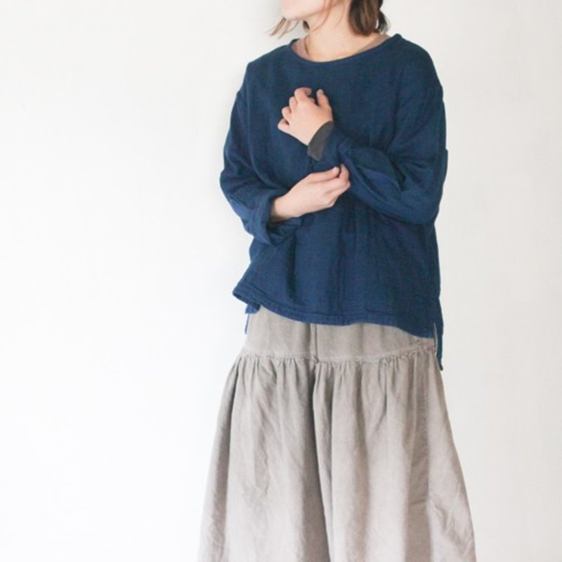 Pinkoi 代購 - 涼風 - Suzukaze - [紫藍色] / 雙層紗布 / 靛藍染色 / - 女上衣/長袖上衣 - 棉．麻 