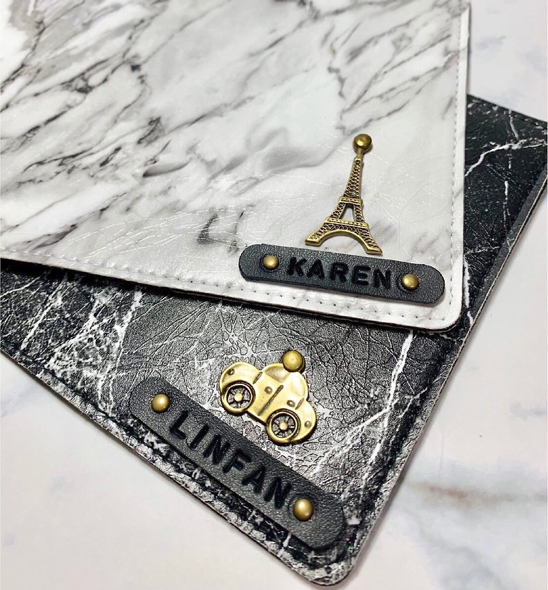 [Naughty Factory] Customized products with free name engraving-marble pattern passport case, passport holder - ที่เก็บพาสปอร์ต - หนังเทียม 