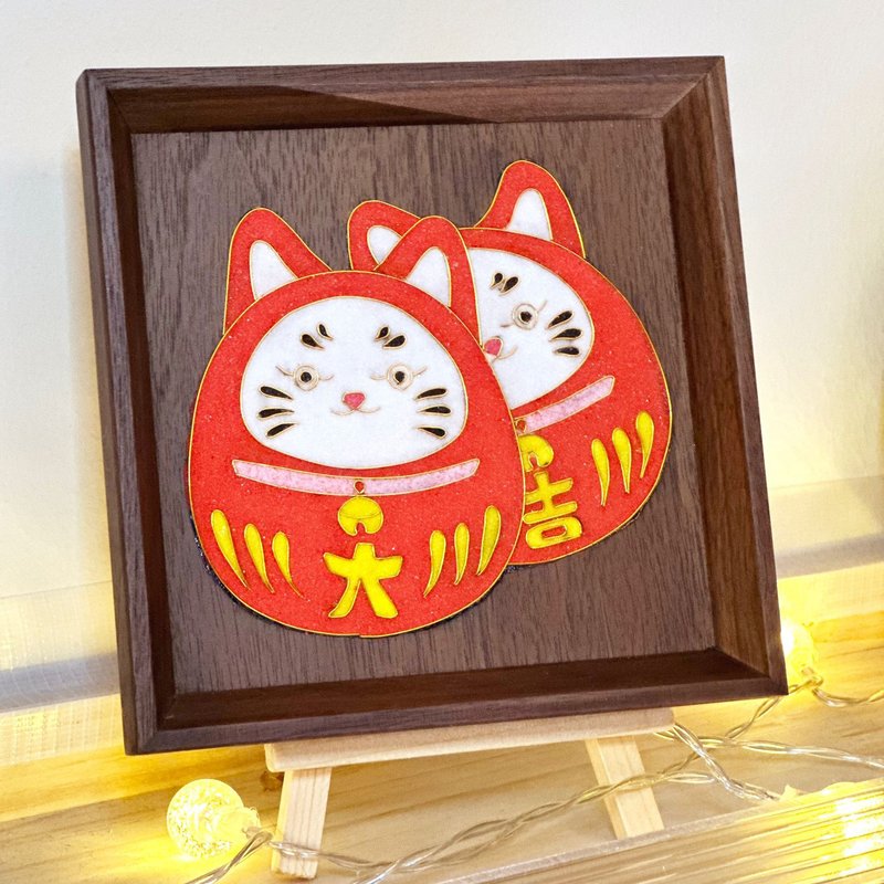 景泰藍十二星座達摩招財貓木盤擺設 - 雙子座 - 擺飾/家飾品 - 木頭 