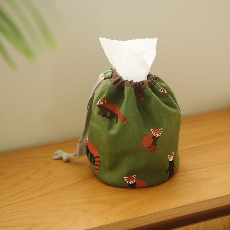Dailylike dumpling steamer pocket pocket-09 red panda, E2D43229 - กล่องเก็บของ - ผ้าฝ้าย/ผ้าลินิน สีเขียว