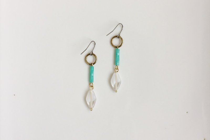 little indian simple pearl earrings brass molding - ต่างหู - โลหะ สีน้ำเงิน
