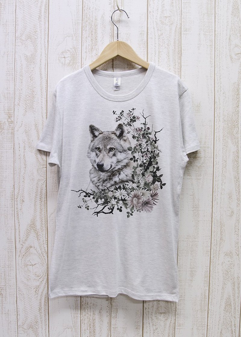 ronronWOLF Tee　Calld?　ヘザーホワイト / R035-TT-HWH - 帽T/大學T - 棉．麻 白色