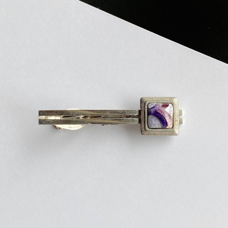 羽 【アメジスト Amethyst】七宝焼のネクタイピン  純銀胎有線七宝 - 領帶/領帶夾 - 其他材質 紫色