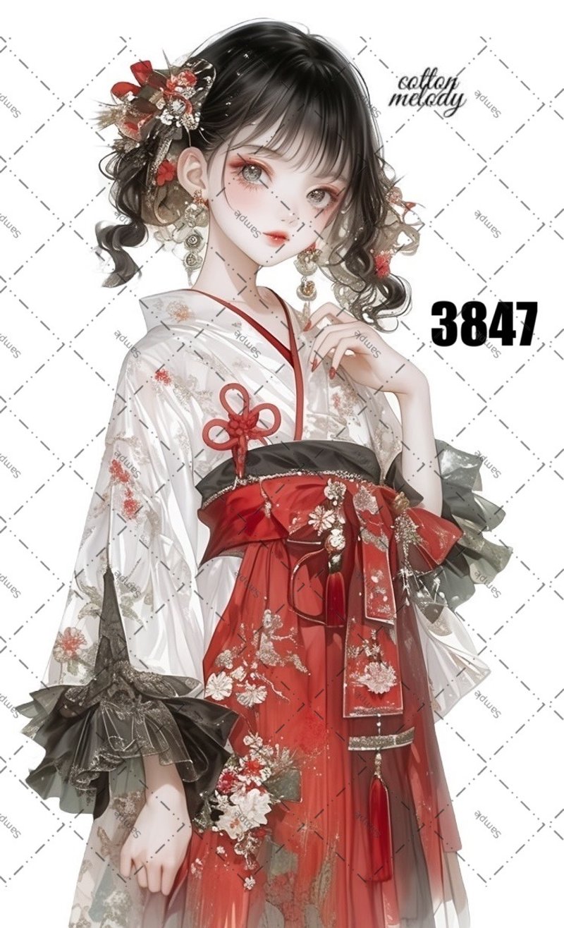 original sticker no.3847 人物ステッカー オリジナルステッカー オリジナル人物ステッカー 装飾ステッカー cotton melody - 貼紙 - 紙 
