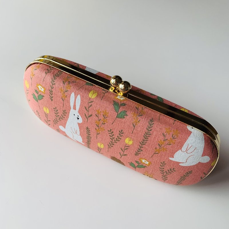 Fox and Rabbit Glasses Case/ Pencil Case/ Jewellery Case - Pencil Cases - Cotton & Hemp Pink