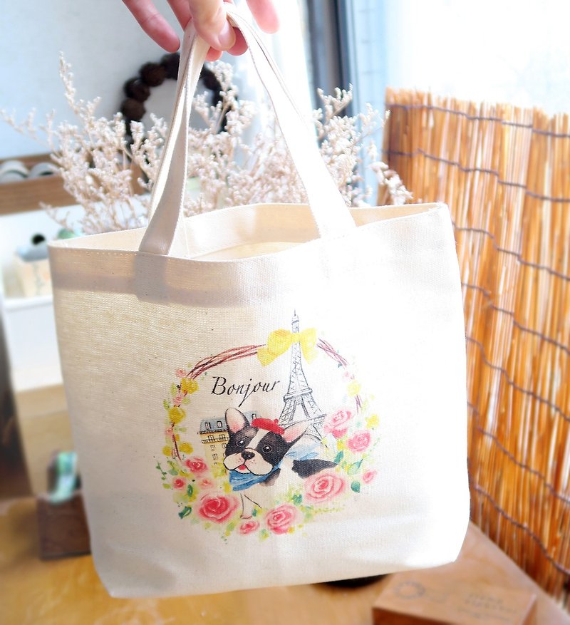Bonjour! Paris canvas bag - Handbags & Totes - Cotton & Hemp Multicolor