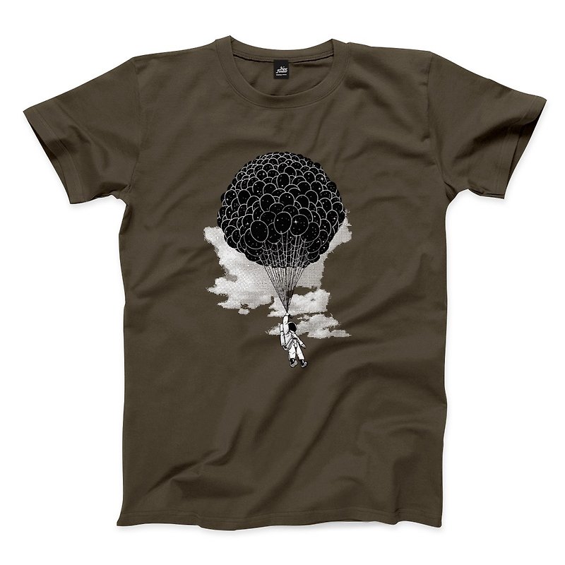 Flying to Space-Dark Gray-Neutral T-shirt - เสื้อยืดผู้ชาย - ผ้าฝ้าย/ผ้าลินิน สีเทา