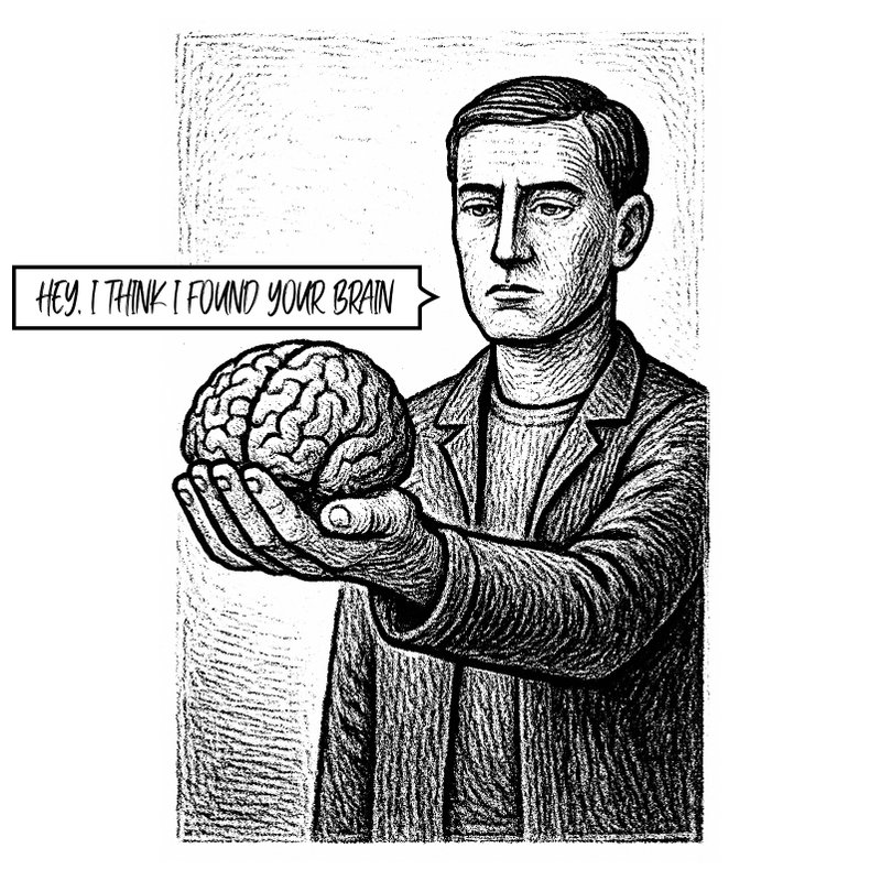 白色T恤 短袖 插圖 送禮 幽默 搞笑禮物 I found ur brain - 女 T 恤 - 棉．麻 