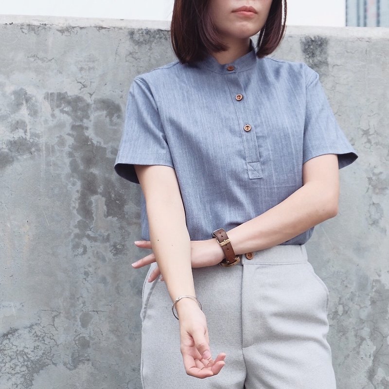 Taru Shorto Shirt : Indigo Blue - Women's Shirts - Cotton & Hemp Blue