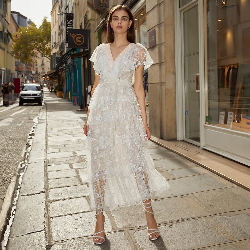 [Newly launched] Inès small fresh and sweet light dress - ชุดราตรี - ไฟเบอร์อื่นๆ ขาว