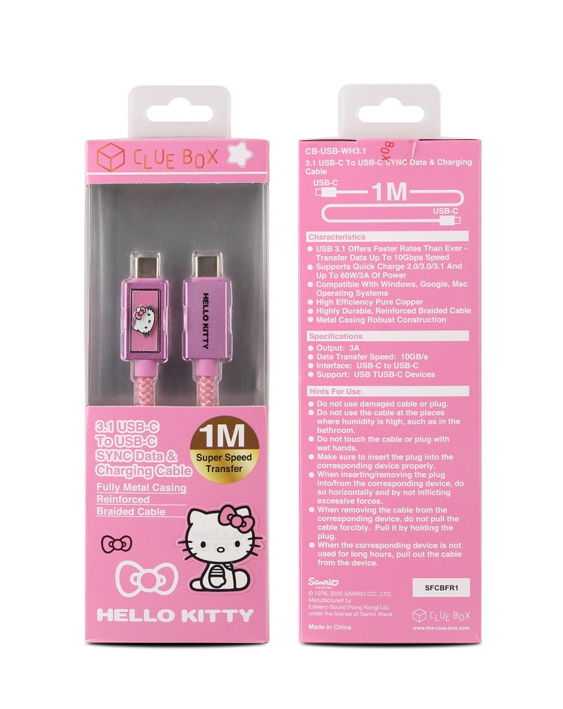 USB-C to USB-C Sync Data & Charging Cable - Hello Kitty - Computer Accessories - Plastic Pink