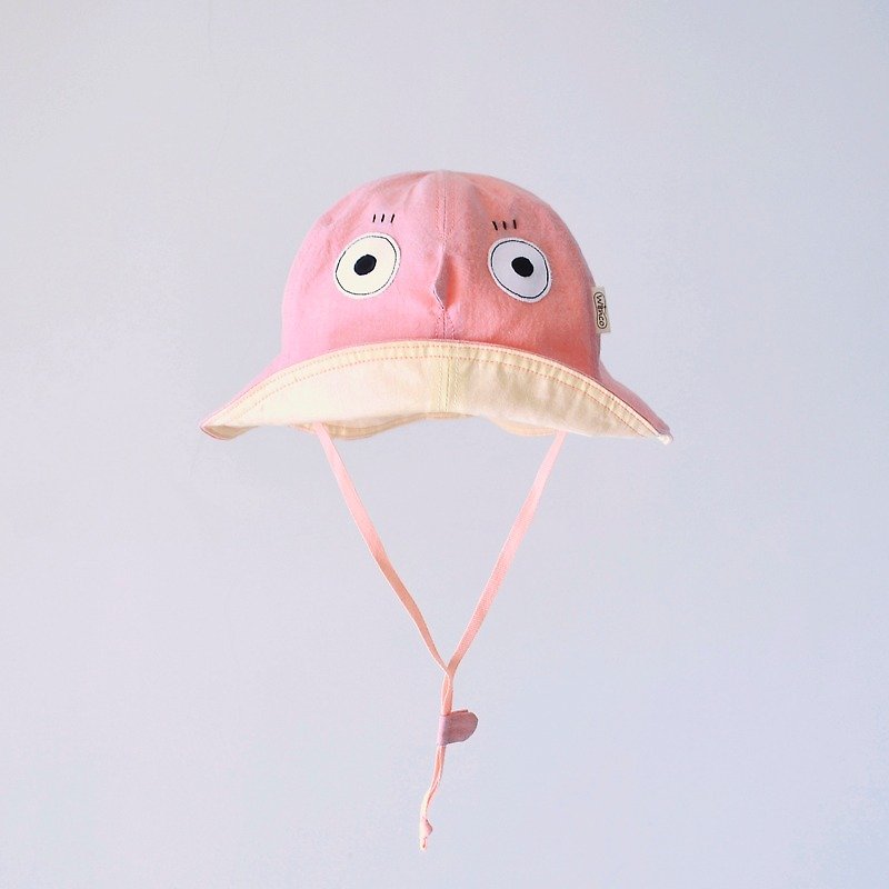 【Hide-Pink】軽量洗いコットン子供用サンハット - 帽子・ヘアバンド - コットン・麻 ピンク