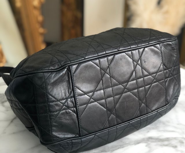 CHRISTIAN DIOR Cannage Quilted Leather Backpack Black