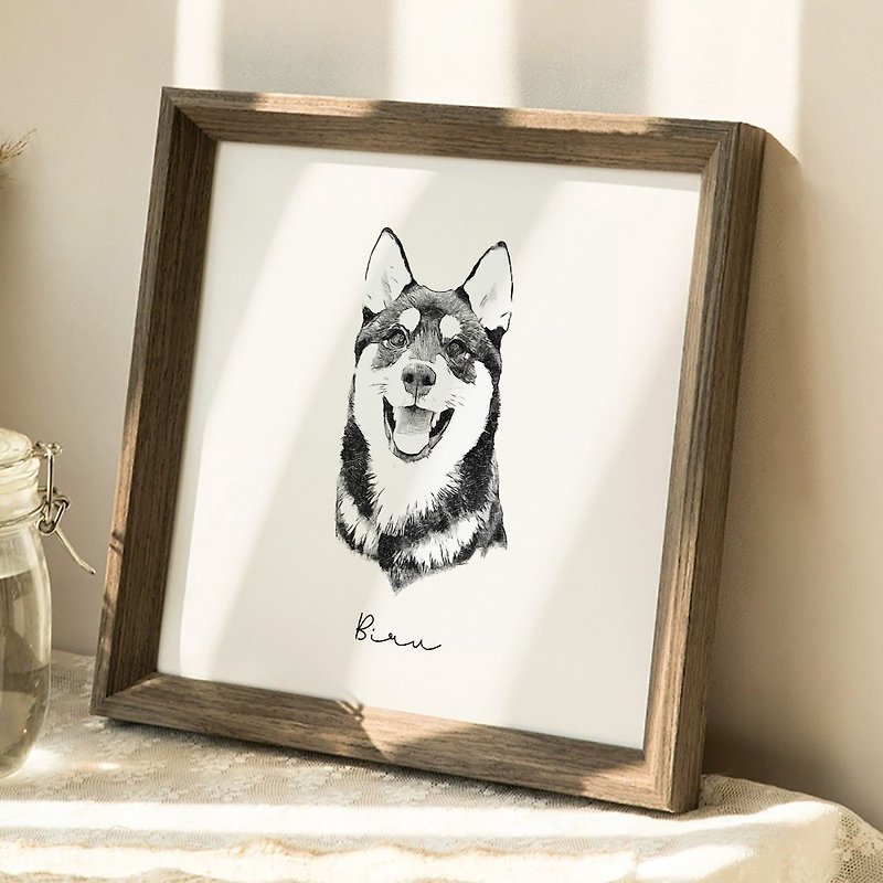 [Purchase additional square wooden frame] Customized pet portrait/Xianyan painting - Customized Portraits - Wood 