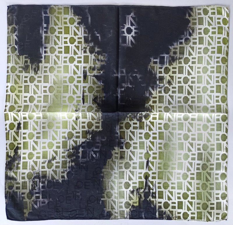 Celine Vintage Scarf Abstract Art Aesthetics Luxury Jacquard 23 x 22 inches - Handkerchiefs & Pocket Squares - Cotton & Hemp Khaki