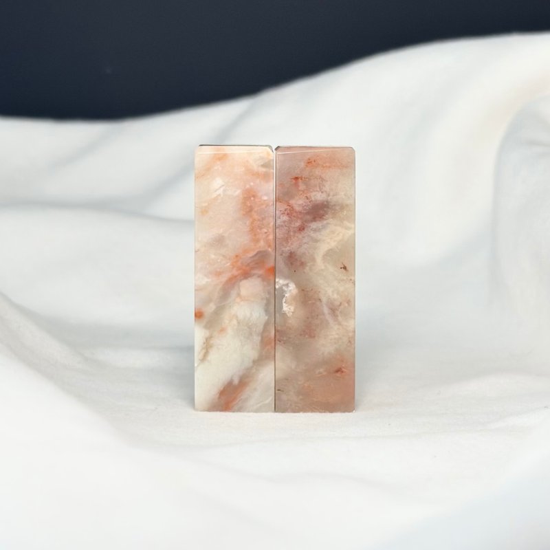 愛你一萬年 / 寶泥齋客製結婚/情人對章 - 精品老撾石 - 印章/印台 - 石頭 粉紅色