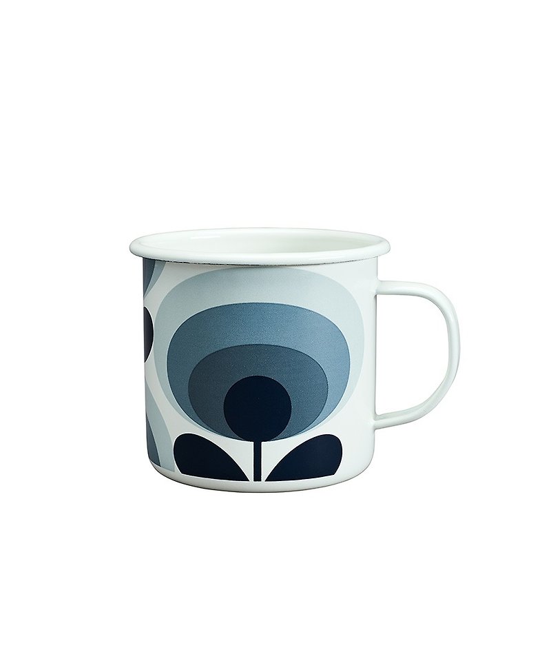 British import Wild & Wolf and Orla Kiely jointly designed 珐琅 mug (slate color flower) - Mugs - Enamel Gray