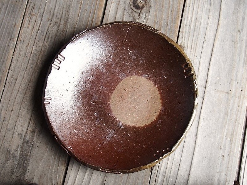 Bizen dish · rice cake (about 20.5 cm) _sr 4 - 0 35 - จานเล็ก - ดินเผา สีนำ้ตาล