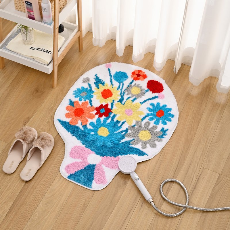 Cute Flowers Tufted Bath Rug Cute Absorbent Non-slip Floor Mat Rug for Barhroom - Rugs & Floor Mats - Polyester Multicolor