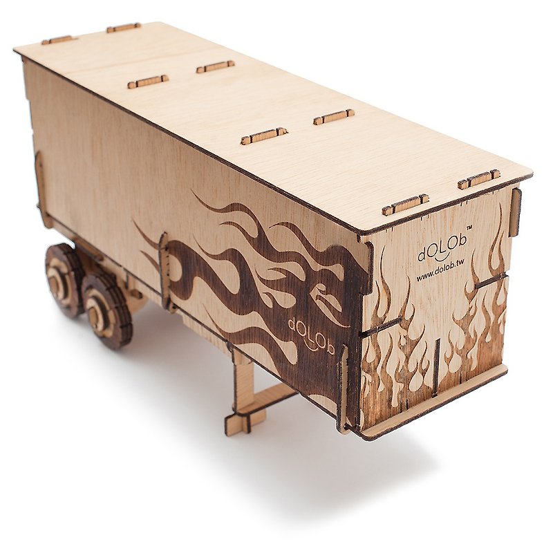 dOLOb-DIY Wood-Link Container Trailer - Wood, Bamboo & Paper - Wood Khaki