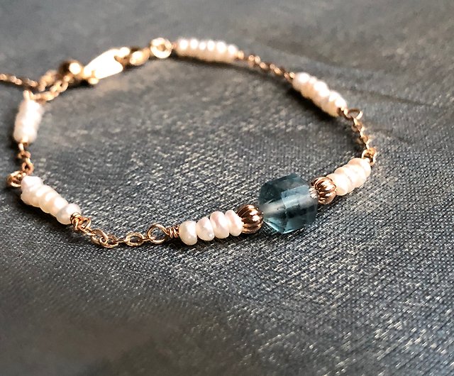 Carati's Heart  Stone Aquamarine Bracelet Elastic Chain New Stone Shallow  - Shop THORNBIRD JEWELRY Bracelets - Pinkoi