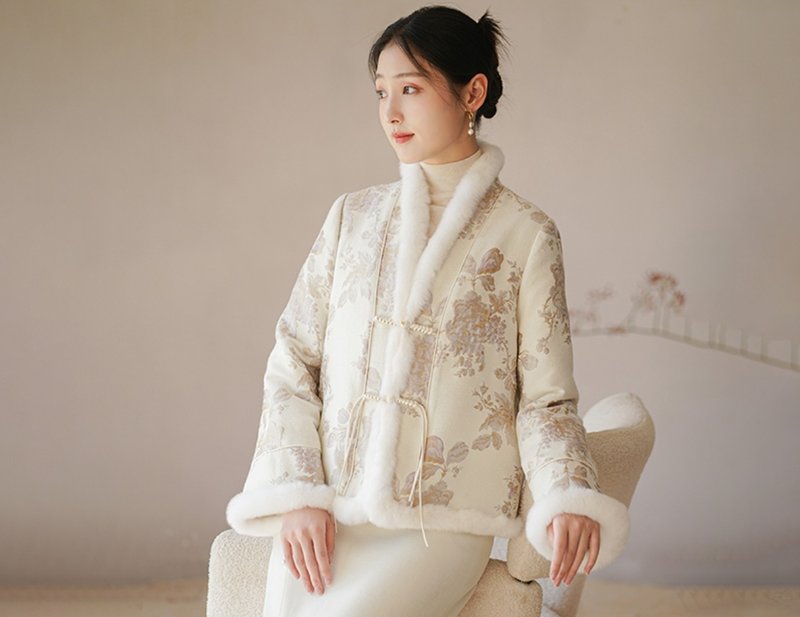 New Chinese style autumn and winter Zen tea clothes high-end Chinese style rex rabbit fur cotton coat - เสื้อแจ็คเก็ต - ผ้าฝ้าย/ผ้าลินิน หลากหลายสี