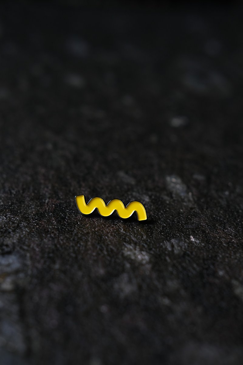 Yellow Squiggle Enamel Pin - Brooches - Other Metals Yellow