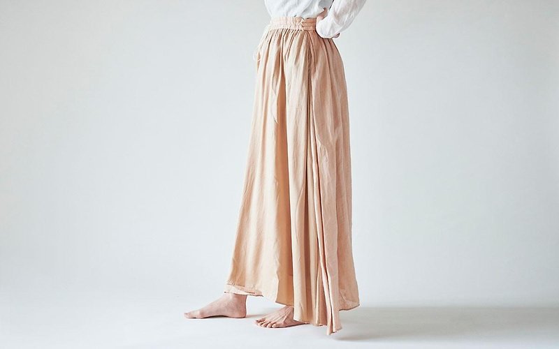 【In Stock 1 point SALE】 enrica longskirt pinkbeige / botanical dye - Skirts - Cotton & Hemp Pink