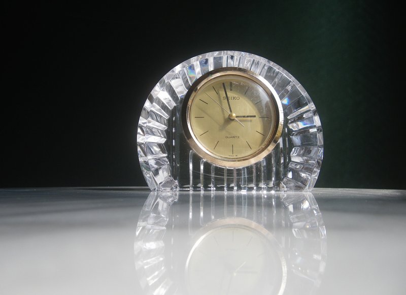 【老時光 OLD-TIME】早期二手日本知名品牌厚重水晶玻璃桌鐘 - 擺飾/家飾品 - 其他材質 