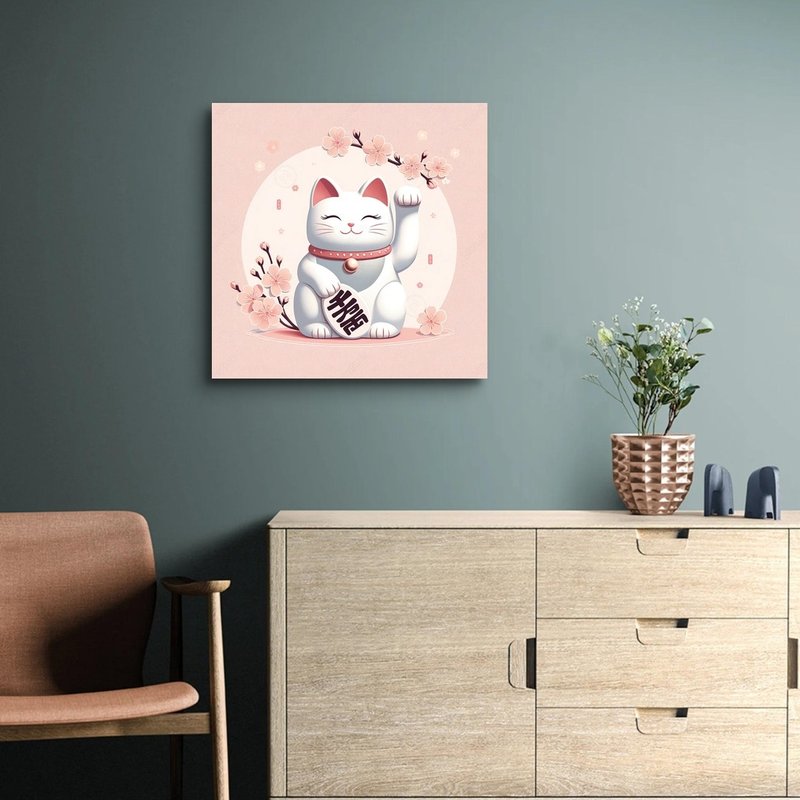 AI Art lucky cat art giclee frameless painting - โปสเตอร์ - เส้นใยสังเคราะห์ 