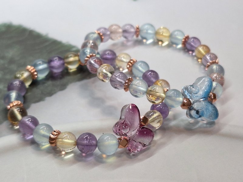 Glazed Butterfly Crystal Bracelet - สร้อยข้อมือ - คริสตัล 