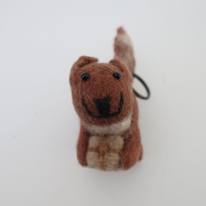 Earth Tree fair trade -- wool felt cute squirrel keychain - Keychains - Wool 