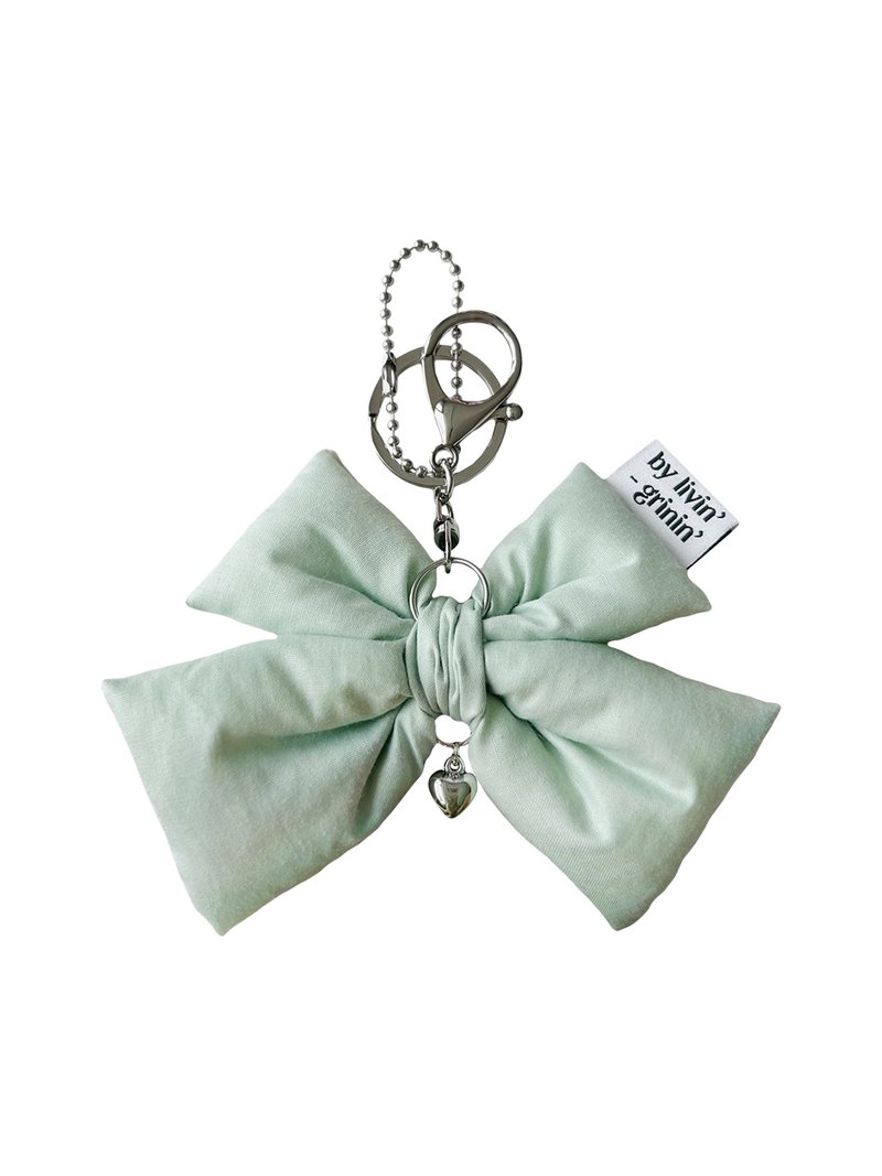 double ribbon keyring_pastel green - 鑰匙圈/鑰匙包 - 其他人造纖維 綠色