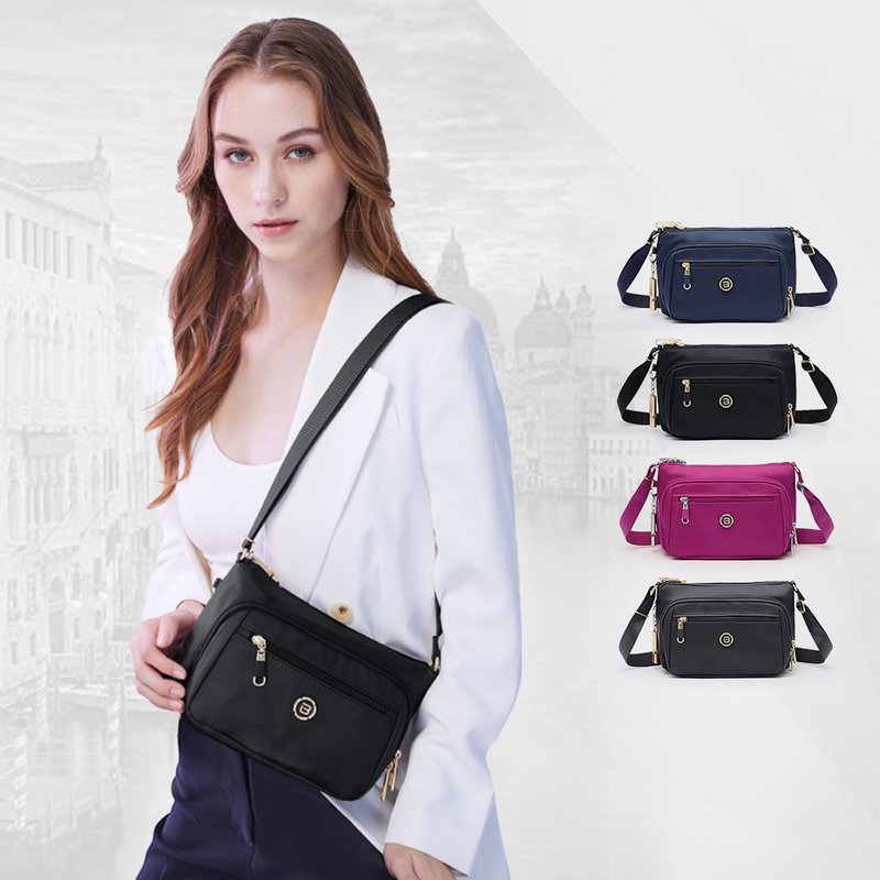 Casual crossbody bag, anti-cut bag, travel carry-on bag, multi-compartment side backpack - กระเป๋าแมสเซนเจอร์ - ไนลอน สีน้ำเงิน