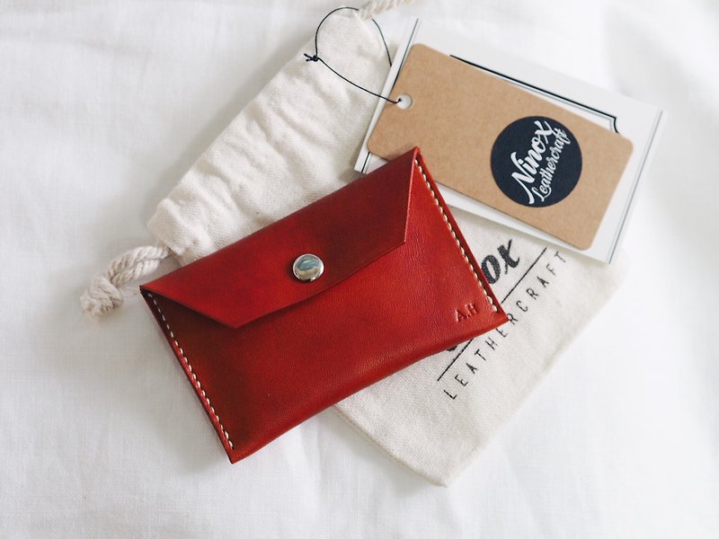 [NINOX] Handmade Leather Change Card Pack - Coin Purses - Genuine Leather Red