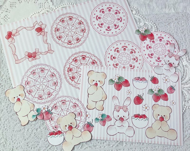 strawberry collection material seat - 禮物盒/包裝盒 - 紙 多色