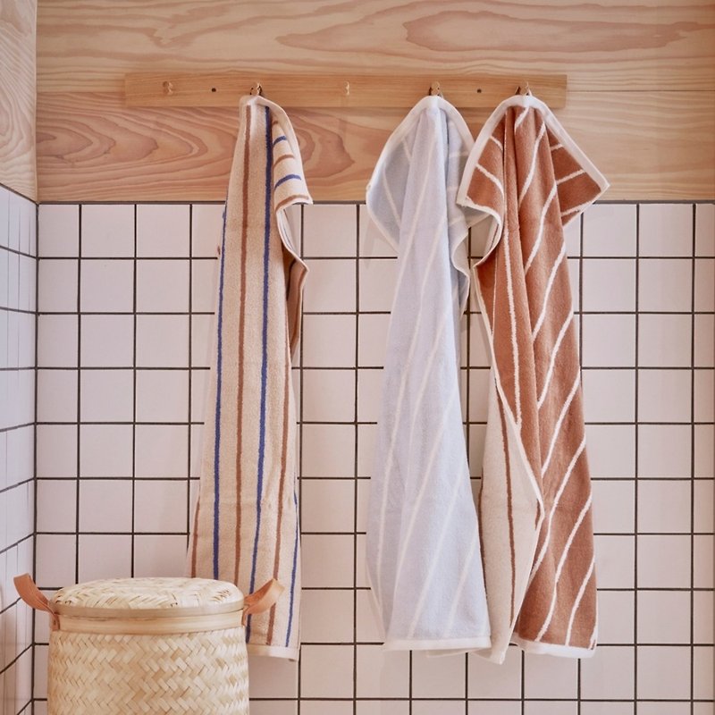 OYOY Raita Striped Organic Cotton Bath Towel 70x140 - Coffee - ผ้าขนหนู - ผ้าฝ้าย/ผ้าลินิน 
