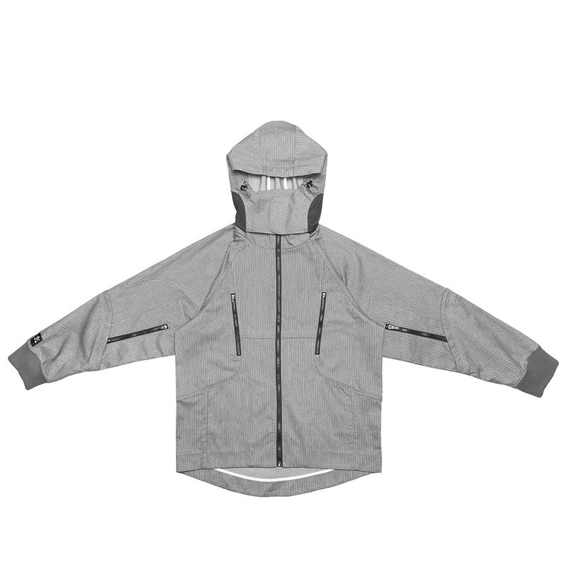 Hooded functional jacket-grey - เสื้อโค้ทผู้ชาย - ผ้าฝ้าย/ผ้าลินิน สีเทา